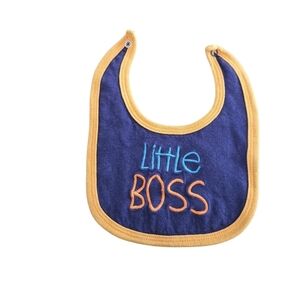 FREE W/ BUNDLE Little Boss Navy and Yellow Baby Bib Dinosaur Cute Saying